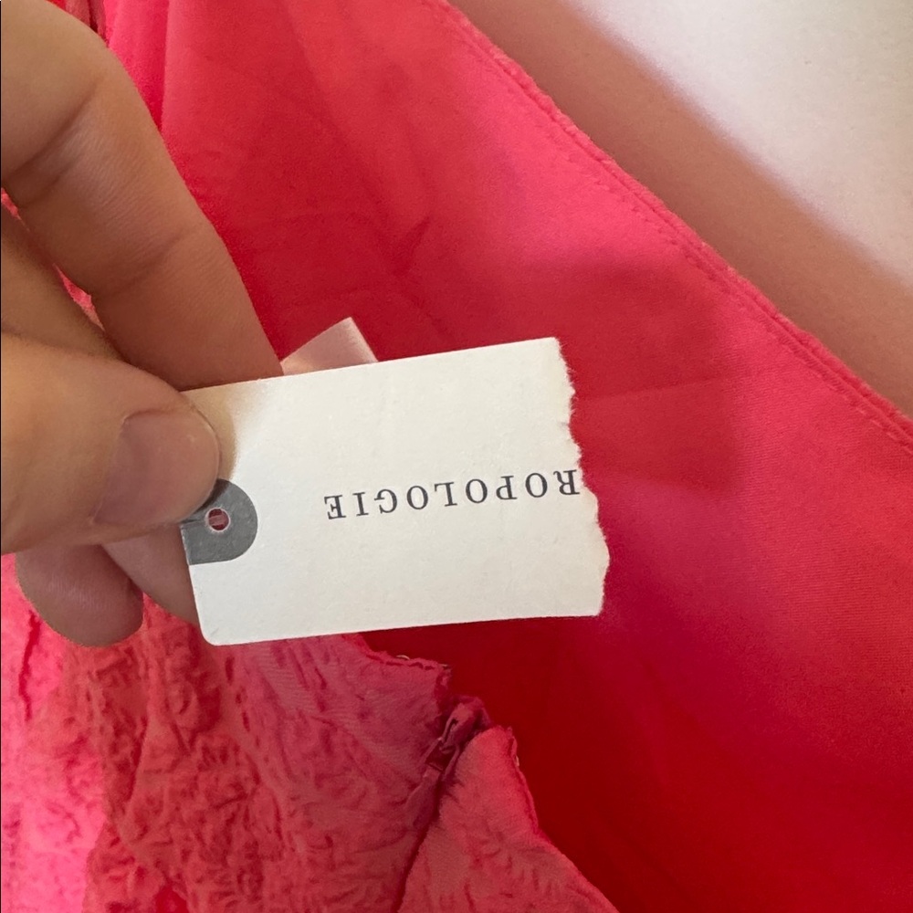 Anthropologie Hutch Coral Pink Textured tiered Strap Dress 8 - Picture 9 of 10